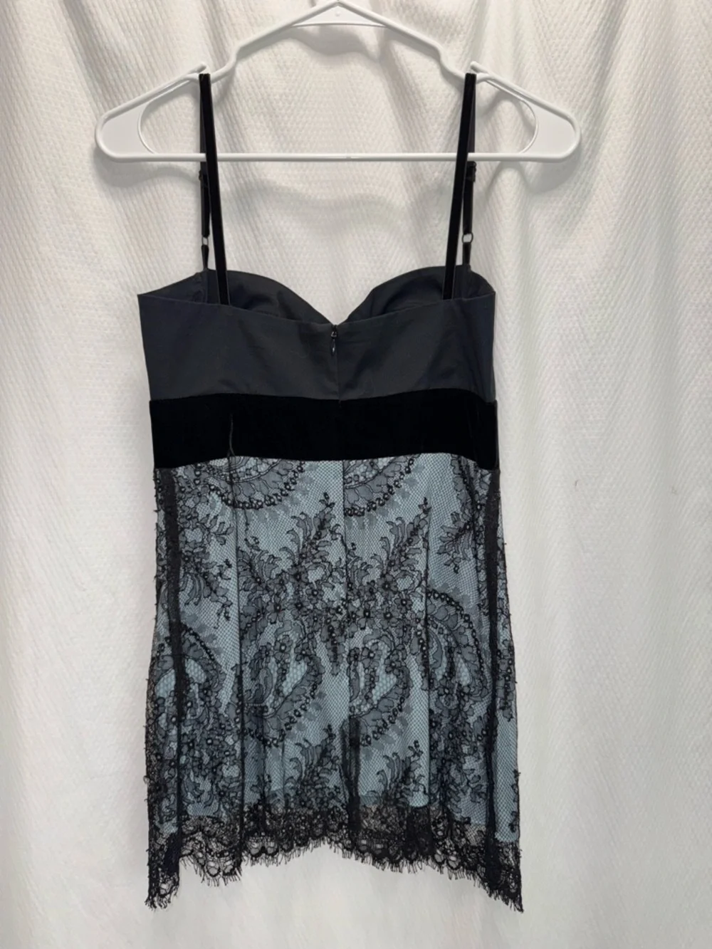 Ticci Tonetto Black & Blue Floral Lace Y2K Chemise Bustier Velvet Camisole Top P